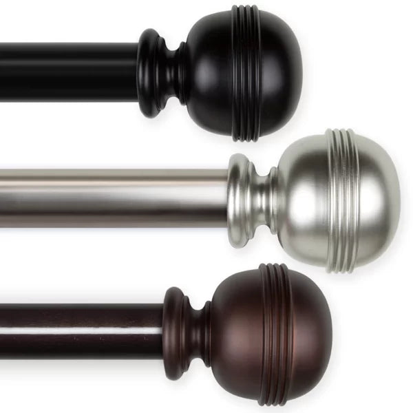 66" - 115" W Black Shuster Adjustable 1.5 Single Curtain Rod