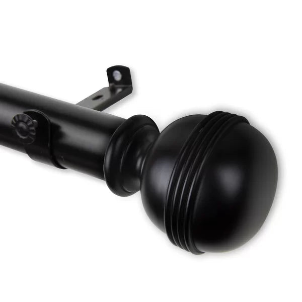 66" - 115" W Black Shuster Adjustable 1.5 Single Curtain Rod