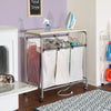 Silver/Natural Triple Laundry Sorter with Ironing Board