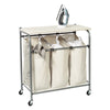 Silver/Natural Triple Laundry Sorter with Ironing Board