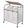 Silver/Natural Triple Laundry Sorter with Ironing Board