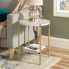 Silver Orchid Howell Round Side Table - Gold / White Faux Marble PC202