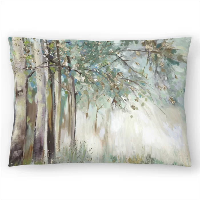 14" H x 20" W Silver Leaves Lumbar Pillow