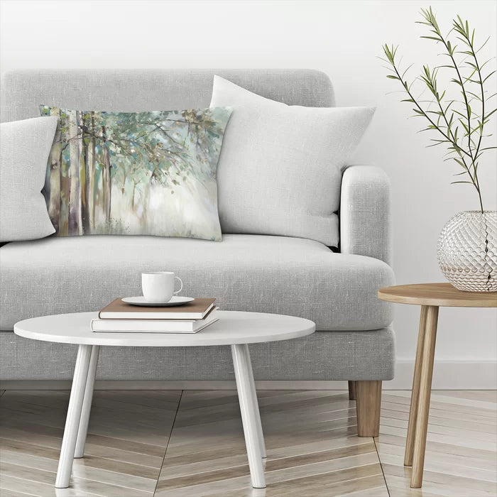 14" H x 20" W Silver Leaves Lumbar Pillow