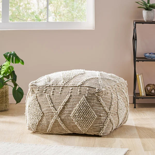 16.5" H x 26" W x 26" D Simon Square Geometric Pouf Ottoman