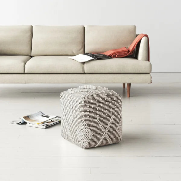 16.5" H x 26" W x 26" D Simon Square Geometric Pouf Ottoman