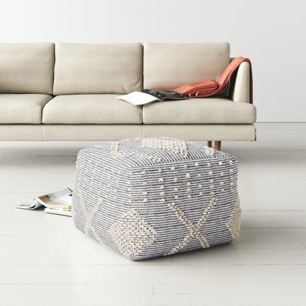 16.5" H x 26" W x 26" D Simon Square Geometric Pouf Ottoman