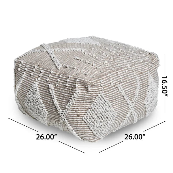 16.5" H x 26" W x 26" D Simon Square Geometric Pouf Ottoman