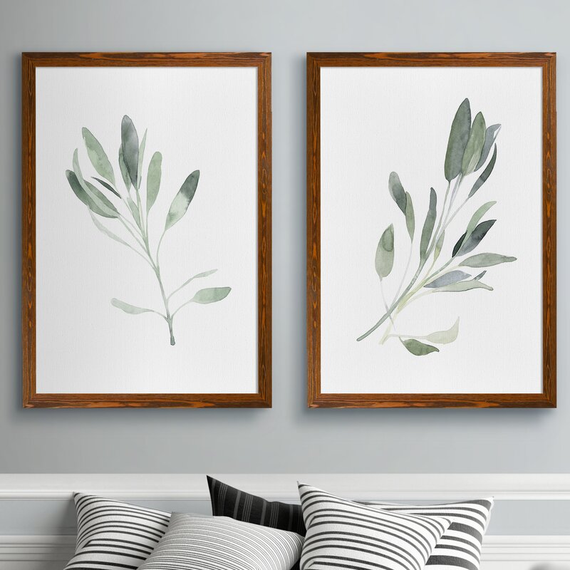 24" H x 36" W x 1.5" D Simple Sage I by Vincent Van Gogh - 2 Piece Picture Frame Painting Set (Set of 2)