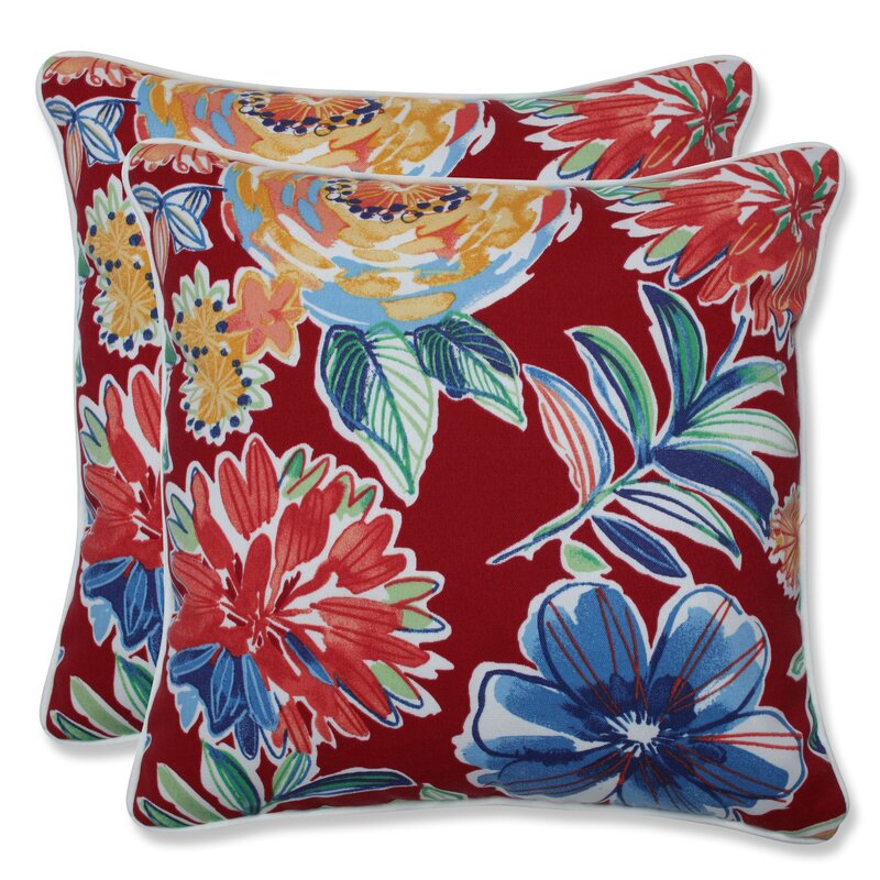 Berry Sisler Indoor/Outdoor Floral Throw Pillow (Set of 2) SHB441
