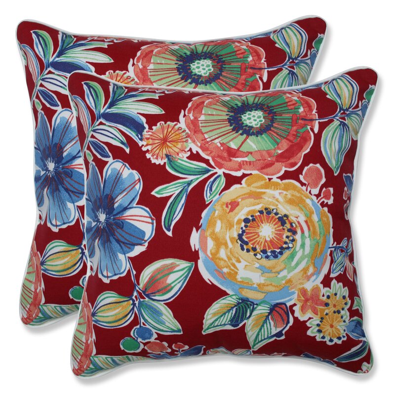 Berry Sisler Indoor/Outdoor Floral Throw Pillow (Set of 2) SHB441