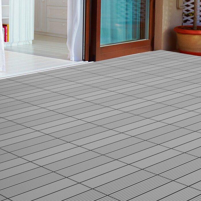Set of 12 - Slat Patio 12" x 12" Composite Interlocking Deck Tile in Dark Gray (#K1377 - 2 BOXES)