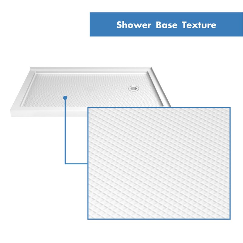 White SlimLine 48" W x 36" D Double Threshold Shower Base EJ887
