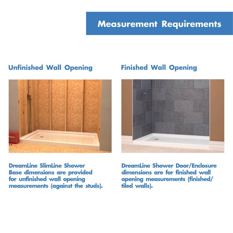 White SlimLine 48" W x 36" D Double Threshold Shower Base EJ887
