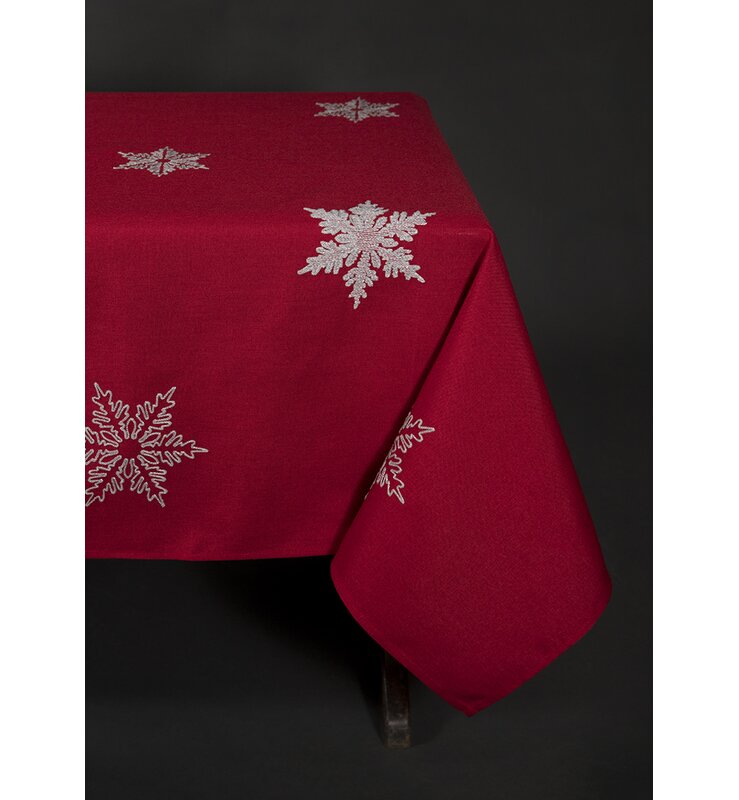 108" L x 70" W Snowflake Embroidered Christmas Tablecloth HAS111