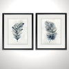 Load image into Gallery viewer, White/Navy Blue Soft Feathers Framed Print Set 2228
