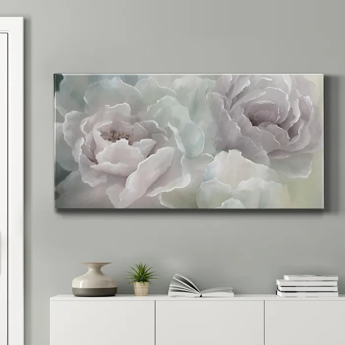 24" H x 12" W x 1" D Soft Peony Lace - Wrapped Canvas Print