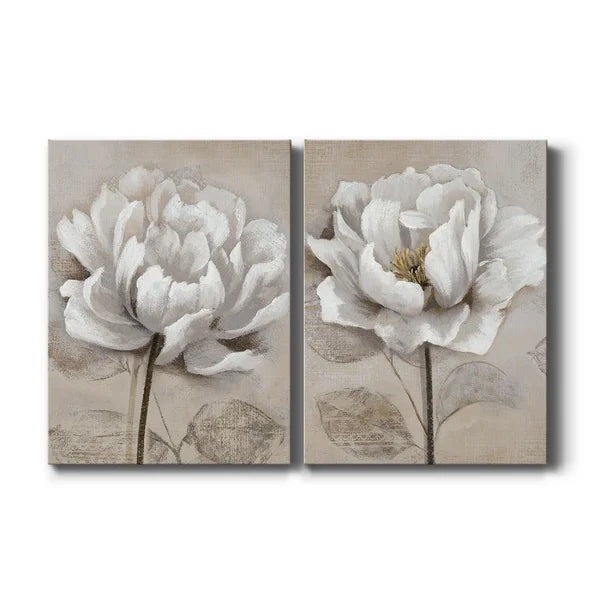 32" H x 48" W x 1" D Soft White I - 2 Piece Print on Canvas