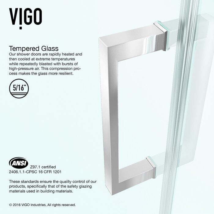 24" x 70" Hinged Frameless Shower Door MagnaLock™ Technology LX5308
