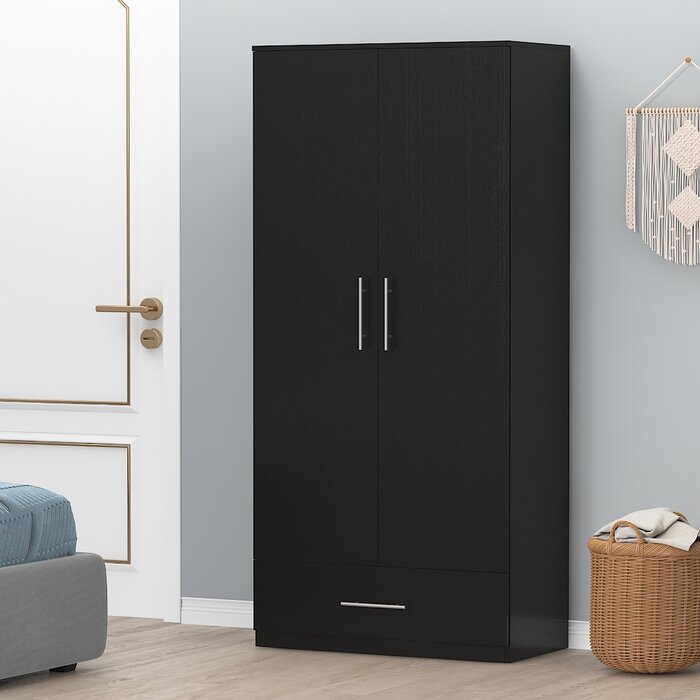 Black Solid + Manufactured Wood Armoire