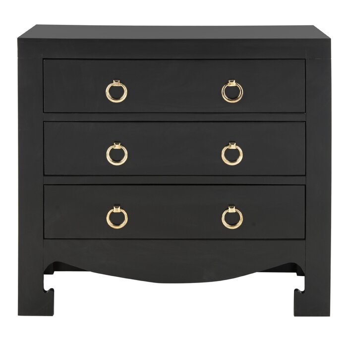 Black Solid + Manufactured Wood Nightstand