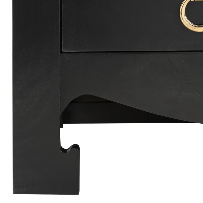 Black Solid + Manufactured Wood Nightstand
