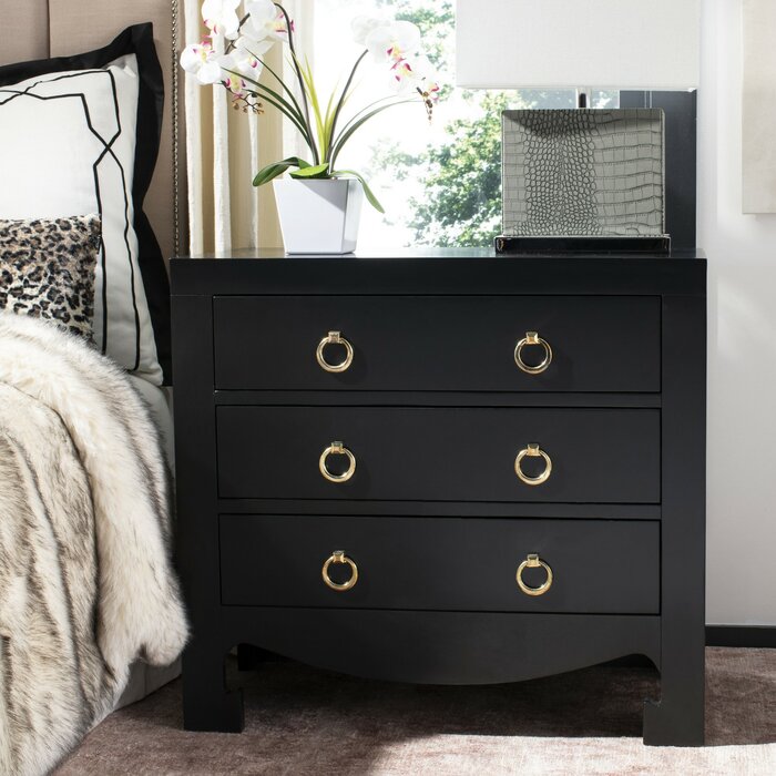 Black Solid + Manufactured Wood Nightstand