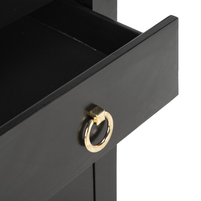 Black Solid + Manufactured Wood Nightstand