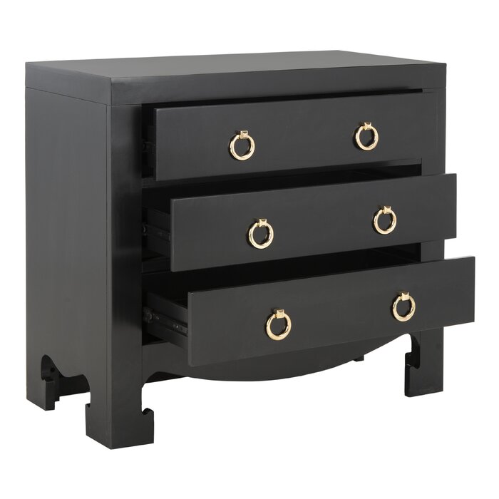 Black Solid + Manufactured Wood Nightstand
