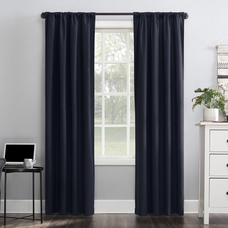 Solid Max Blackout Thermal Rod Pocket Single Curtain Panel (Set of 2) 40" W x 96" L