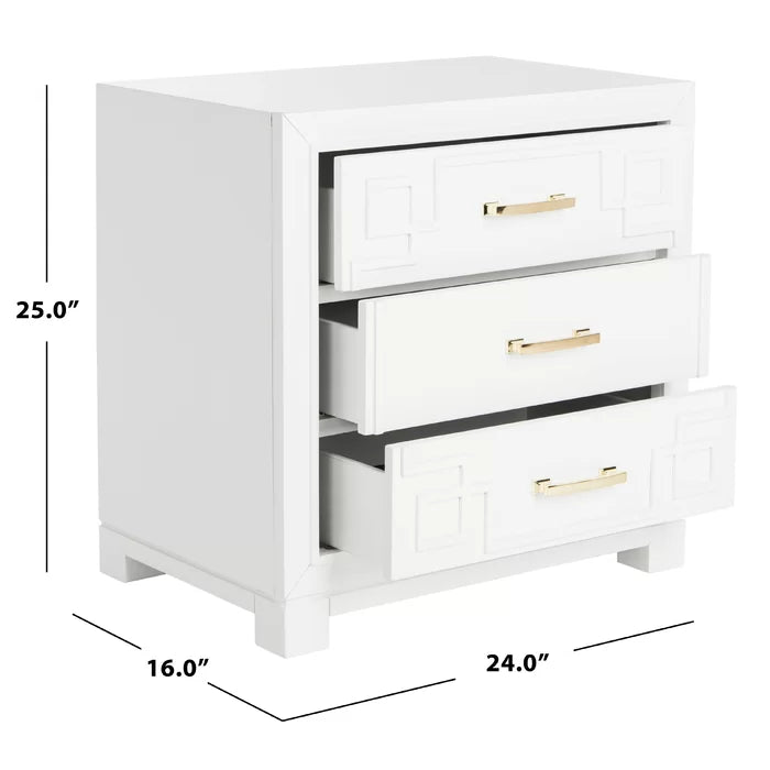 White Solid Wood Nightstand