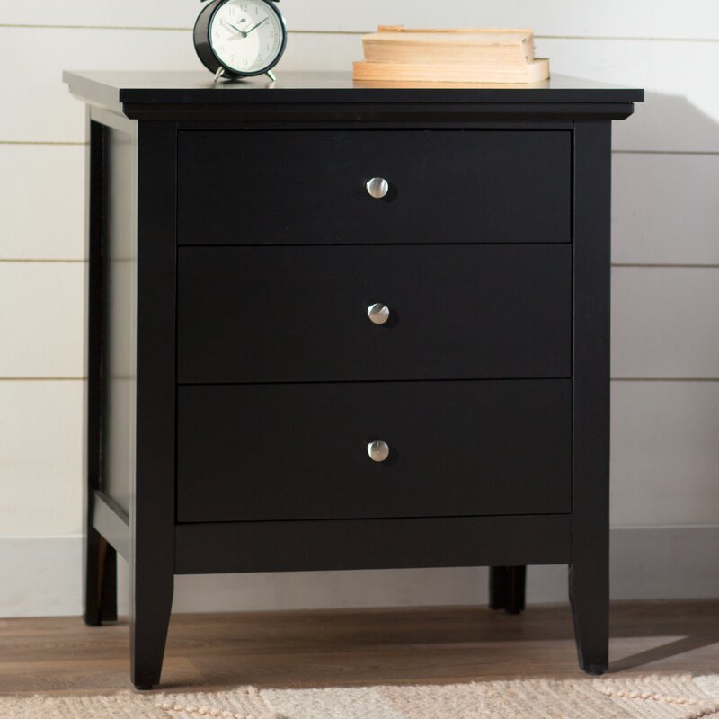 Black Sonja 3 - Drawer Nightstand CL603