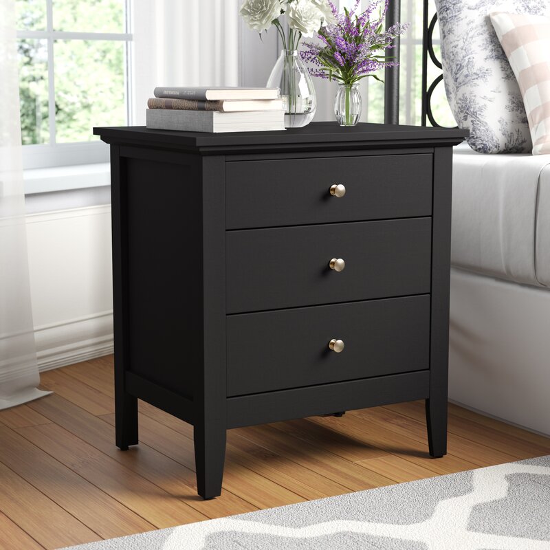 Black Sonja 3 - Drawer Nightstand CL603