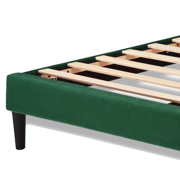 Queen Green Sonoma Velvet Upholstered Bed with Tufted Headboard