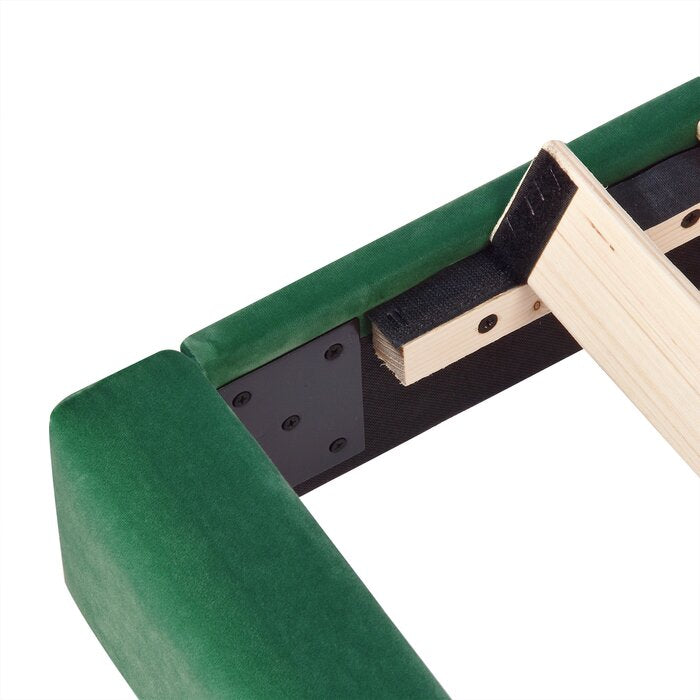 Queen Green Sonoma Velvet Upholstered Bed with Tufted Headboard