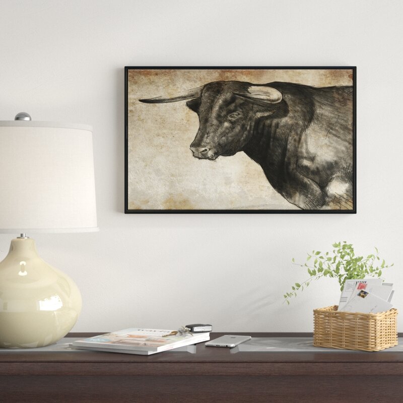 14" H x 22" W x 1" D Spanish Bull Sketch - Print on Canvas VB338