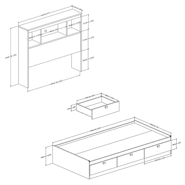 White Spark Twin Mate's & Captain's Bed with Bookcase by South Shore (BOOKCASE HEADBOARD ONLY)