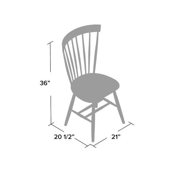 Spindle Solid Wood Windsor Back Side Chair (Set of 2)