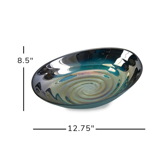 Blue Spinney Swirl Glass Decorative Bowl #HA417