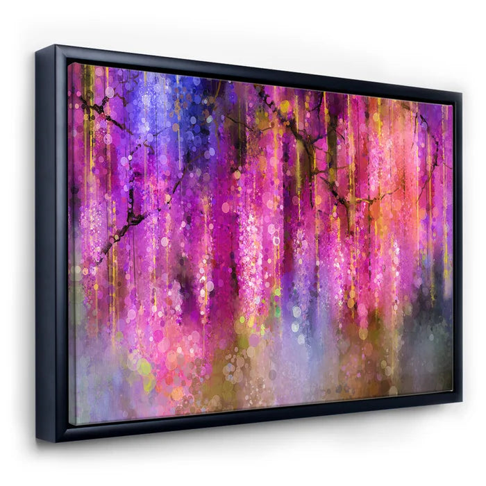 36" H x 46" W x 1.5" D Spring Purple Flower Of Blossoming Wisteria Tree - Painting on Canvas