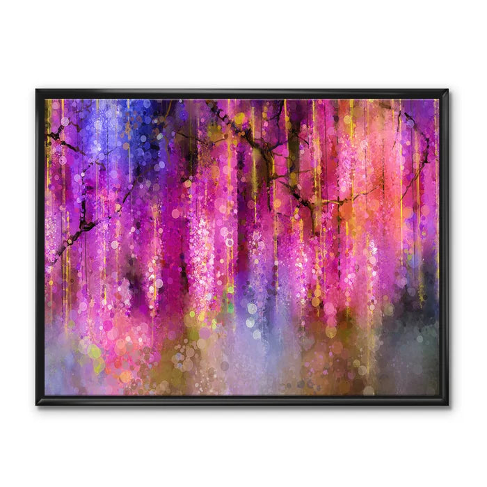 36" H x 46" W x 1.5" D Spring Purple Flower Of Blossoming Wisteria Tree - Painting on Canvas
