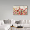 Beige/Green/Pink 'Sprinkled Flowers Crop' Acrylic Painting Print on Wrapped Canvas K8420