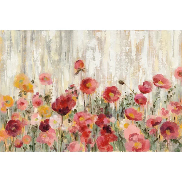24" H x 36" W x 1.25" D Sprinkled Flowers by Silvia Vassileva - Wrapped Canvas Painting