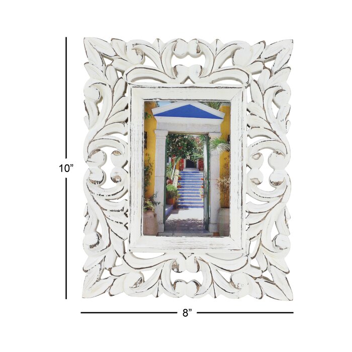 4" x 6" Spurgeon Rectangular Carved Wood Picture Frame, White (#K5417)