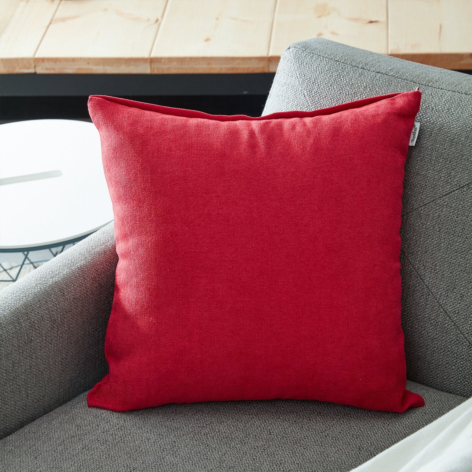 20" x 20" Red Square Chenille Pillow Cover (Set of 2) RA173