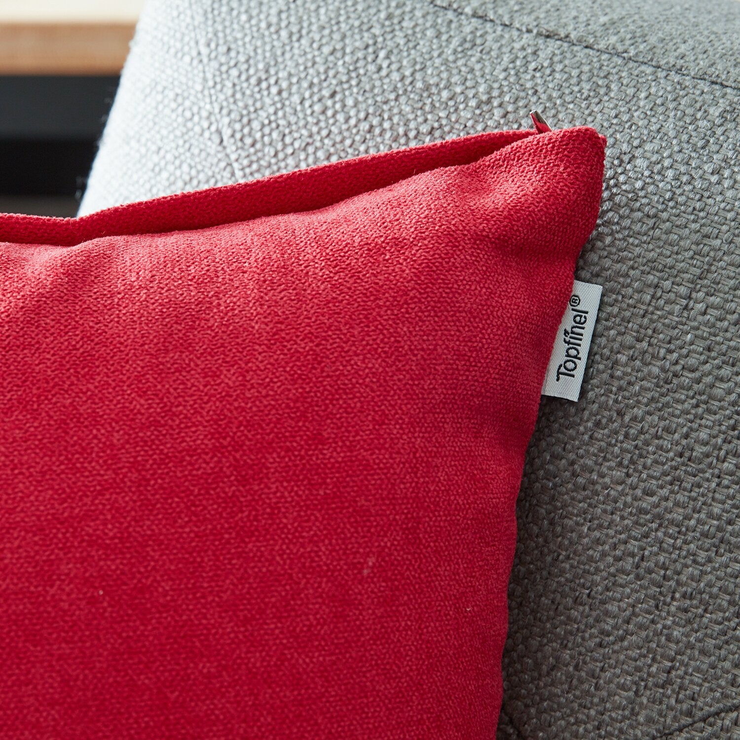 20" x 20" Red Square Chenille Pillow Cover (Set of 2) RA173