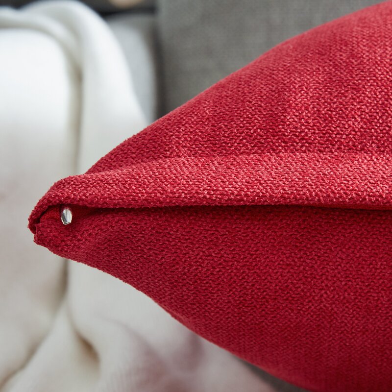 20" x 20" Red Square Chenille Pillow Cover (Set of 2) RA173