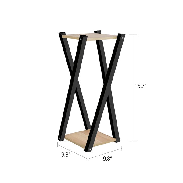 23.62" H x 9.84" L x 9.84" D Black/Walnut Square Multi-Tiered Plant Stand