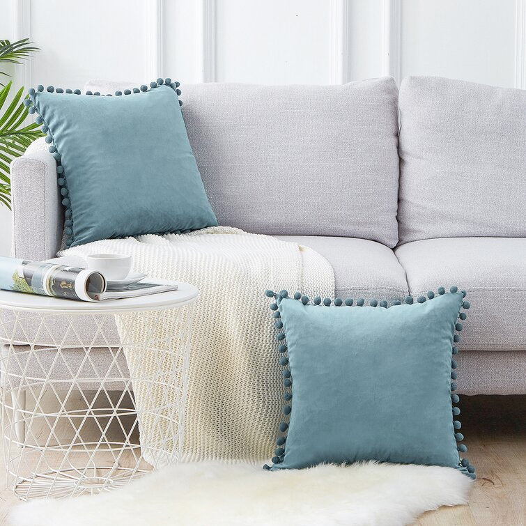 20" x 20" Blue Square Pillow Cover (Set of 2)
