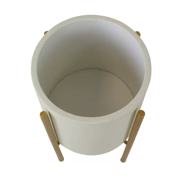 Beige/Gold Stacia 2-Piece Metal Pot Planter
